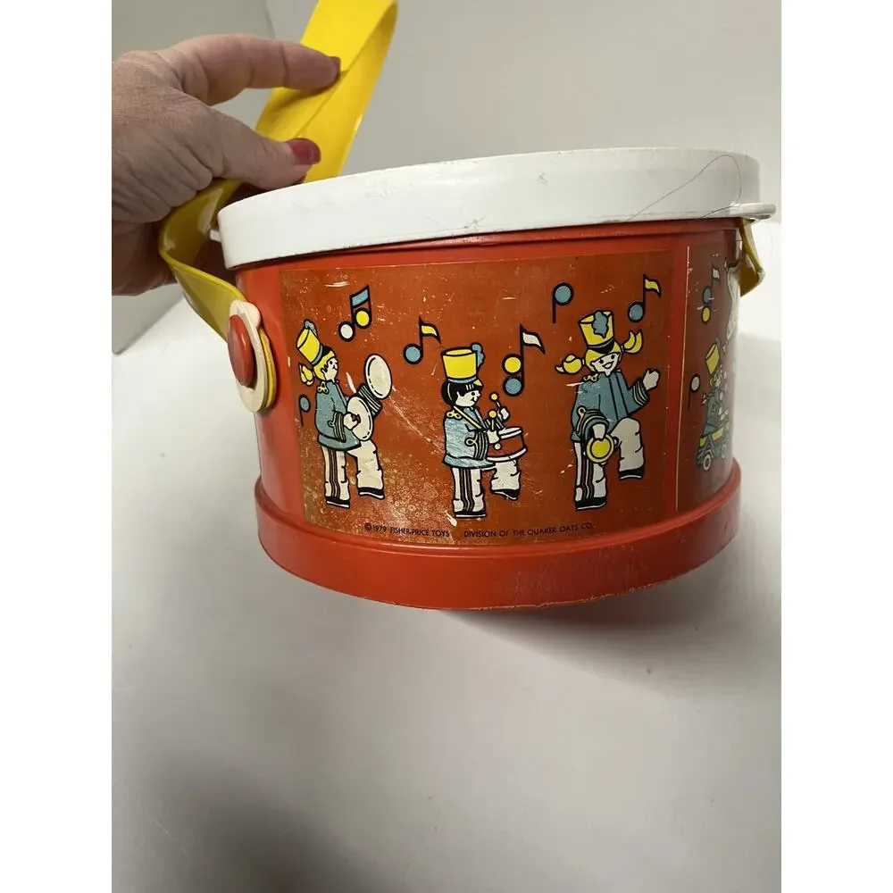 FISHER PRICE TOYS 1979 Marching Band‎ Drum With Tambourine & 1 Maraca